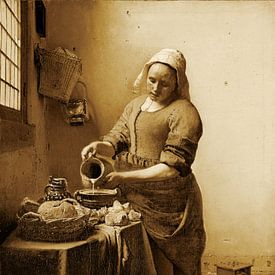 Das Milchmädchen, elegantes warmes Sepia von Yanuschka | Fotografie Noordwijk