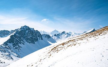 Winteruitzicht op de Hochvogel in de bergen van Tannheim van Leo Schindzielorz