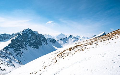 Winteruitzicht op de Hochvogel in de bergen van Tannheim