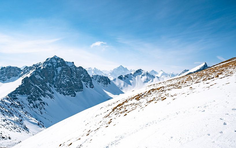 Winter view in the Tannheimer mountains to the Hochvogel by Leo Schindzielorz