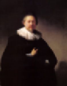 Rembrandt-Porträt eines Mannes mit Blöcken