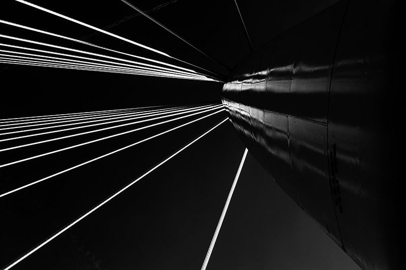 Black and white image of the Prince Claus Bridge by Wim Stolwerk