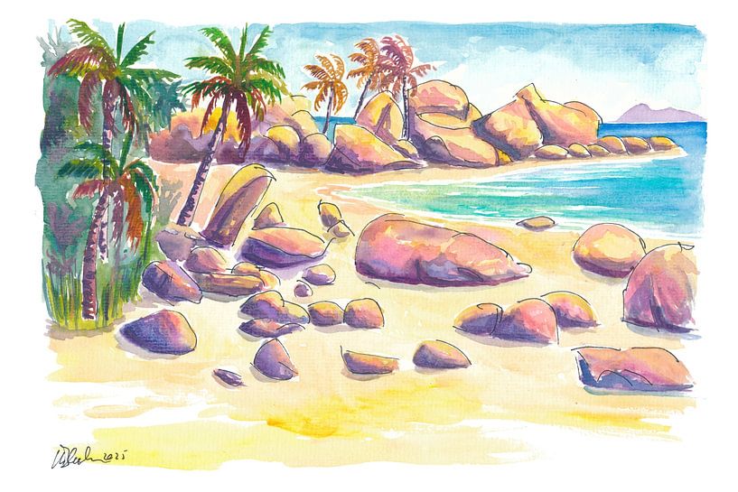 The Baths Virgin Gorda Felsen Karibik Strand Paradies Seelandschaft von Markus Bleichner