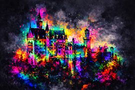Une explosion de couleurs au-dessus du château de conte de fées – Chromatic Fantasy Castle