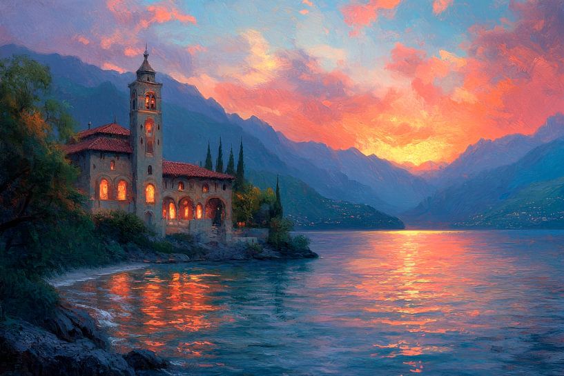 Lac de montagne au crépuscule par Poster Art Shop