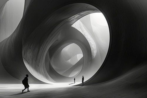 minimalistisch landschap in zwart wit