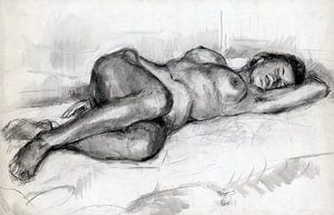 Nacktmodell - Hubertine Heijermans - Holzkohle