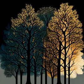 Skurrile Skyline Forest by Vythryd Arts