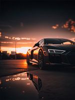 Sports car at sunset