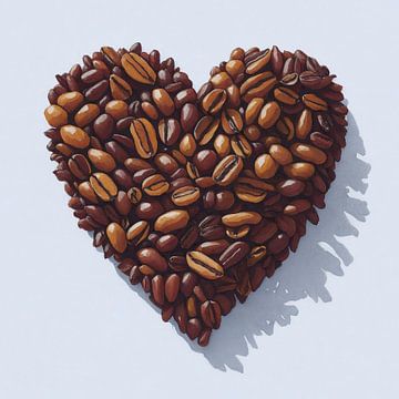 Heart of coffee beans