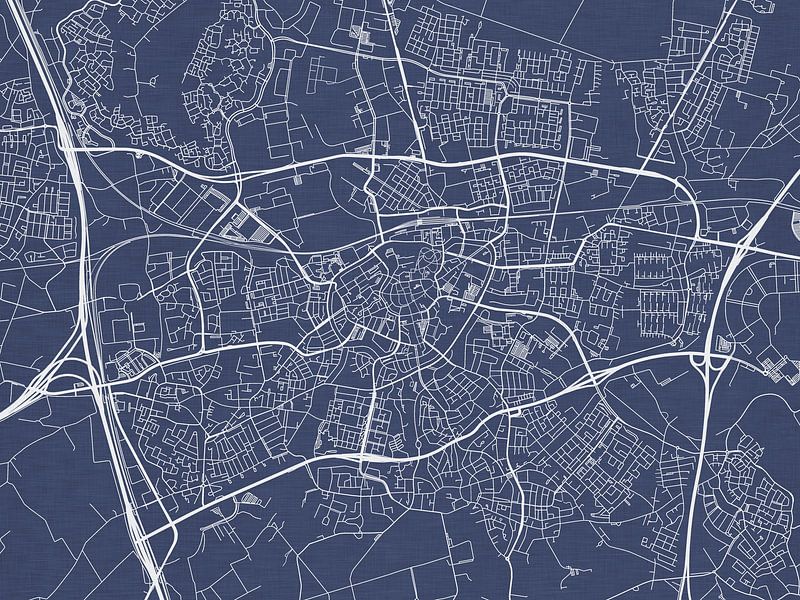 Map of Breda in Royal Blue by De Kaartenwinkel
