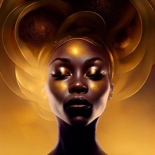 Portrait d'une femme maquillée en or. Partie 5