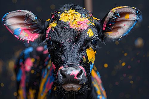 Vache abstraite avec éclaboussures de peinture