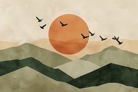 Grün – Minimalistische Landschaft von Poster Art Shop