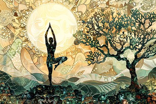 Yoga in de natuur kunst