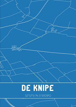 Blauwdruk | Landkaart | De Knipe (Fryslan) van MijnStadsPoster