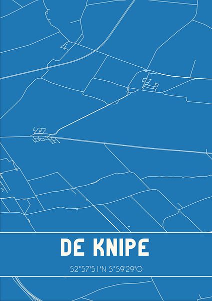 Blauwdruk | Landkaart | De Knipe (Fryslan) van Stad & Wand