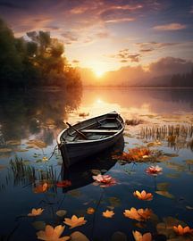 Boot im Herbst auf dem See