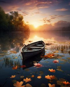 Boot im Herbst auf dem See