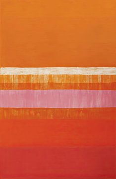 Peinture abstraite avec orange, rose et rouge