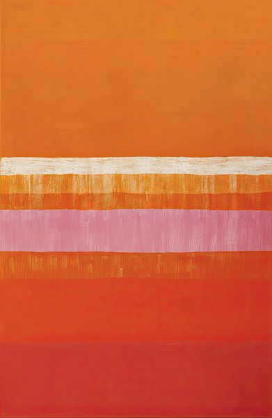 Peinture abstraite avec orange, rose et rouge par Blues & Hues