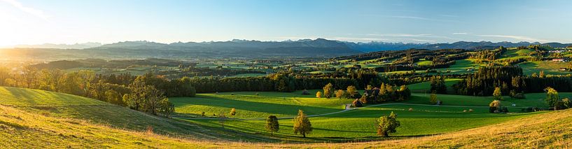 View from Mariaberg of the Grünten and the Allgäu Alps in autumn by Leo Schindzielorz
