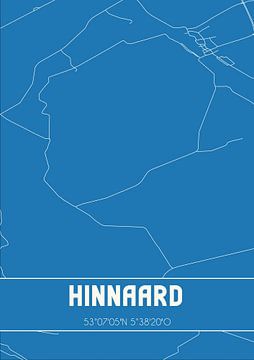 Blauwdruk | Landkaart | Hinnaard (Fryslan) van MijnStadsPoster