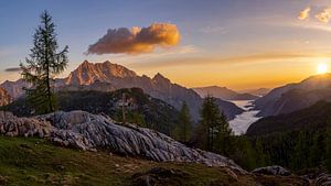 Sonnenaufgang über Königsee mit Watzmann