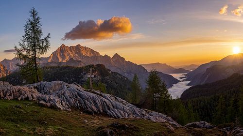 Sunrise over Königsee with Watzmann mountain