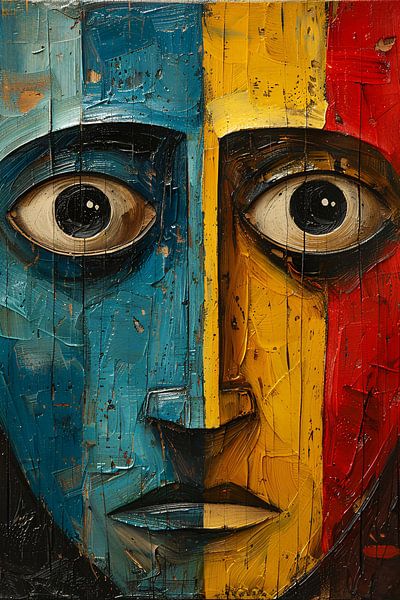 Abstrakte Emotion in Blau, Gelb und Rot von Art & Soul Creations