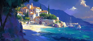 Coastal Whispers of the Mediterranean van Abstract Schilderij