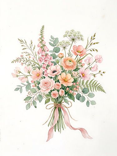 Floral Bouquet Botanical Watercolors