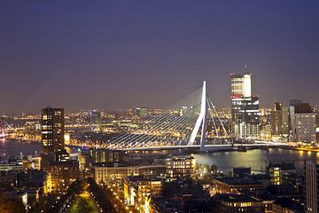 Le pont Erasmus à Rotterdam la nuit sur Eye on You
