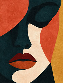 Visage bohème pop art aux yeux fermés