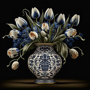 Vaas met tulpen van Rene Ladenius Digital Art