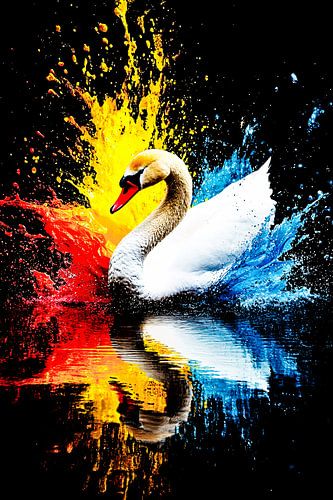 Zwaan in kleurrijke beweging