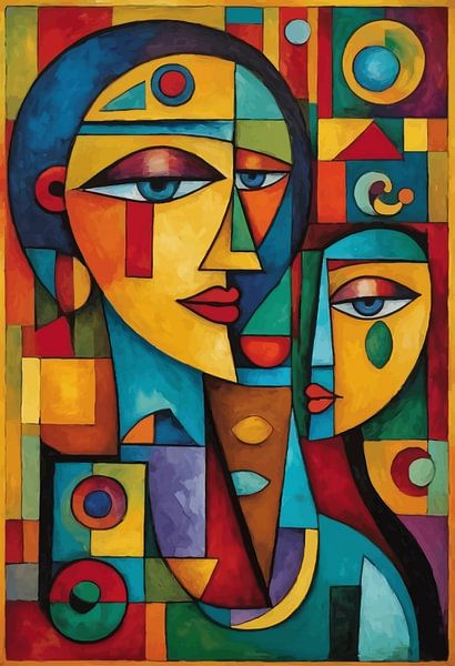 Abstract Cubism Faces Art by MIROKKU