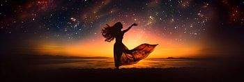 Tanz der Frau: Poetischer Sonnenuntergang & Sternenhimmel