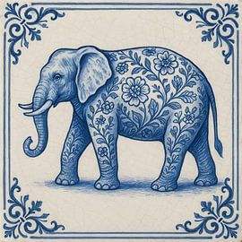 Delft Blue Elephant by FoXo Art