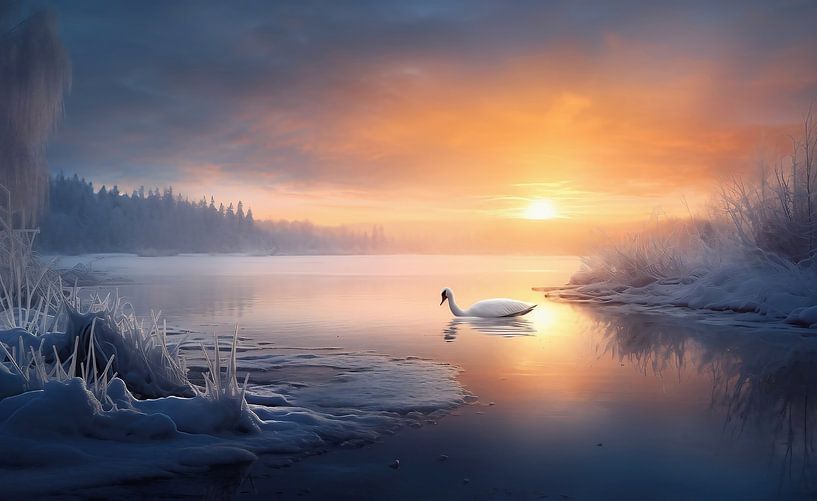 Winter landscape at sunrise by fernlichtsicht