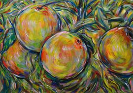 Stillleben mit orangen in kräftigen Farben von David Morales Izquierdo