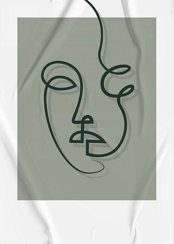 Portrait/tracé de ligne gris/vert