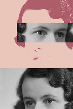 Retro Schoonheid: Minimalistische Collage in roze van Dina Dankers