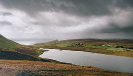 Deserted solitude at Neist Point. Isle of Skye in Great Britain. Panorama cliff at the Scottish Highlands!