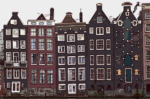 Les maisons du canal à Amsterdam - Pays-Bas, des demeures de luxe avec de belles façades. Maison de  sur The Art Kroep