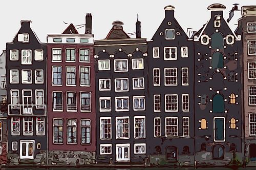 Grachtenhäuser in Amsterdam - Niederlande, Luxusvillen mit schönen Fassaden. Statement Haus