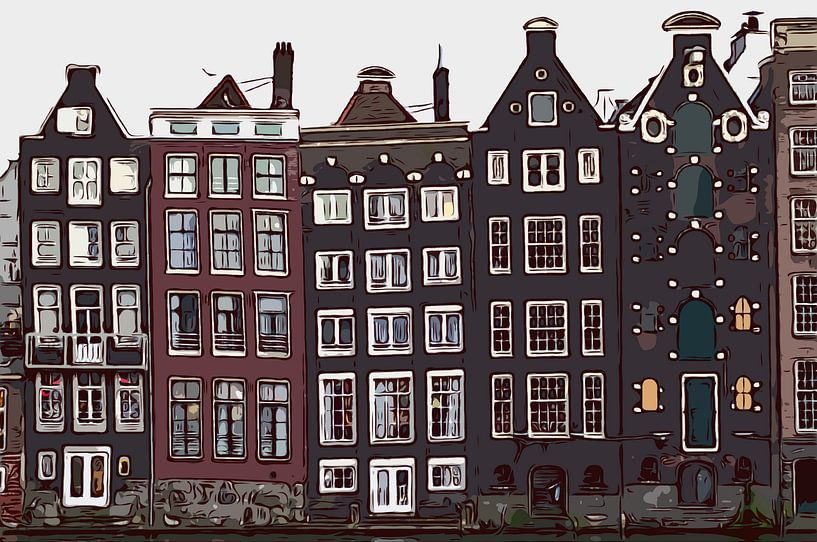 Les maisons du canal à Amsterdam - Pays-Bas, des demeures de luxe avec de belles façades. Maison de  par The Art Kroep