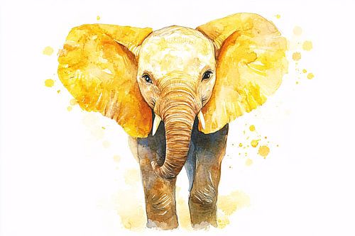 Aquarel olifant schilderij