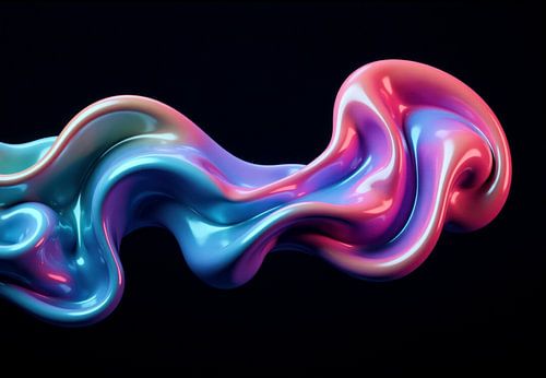 Iridescent Curved Form on Black Background