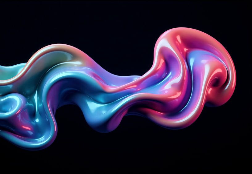 Iriserende gebogen vorm op zwarte achtergrond van Markus Gann